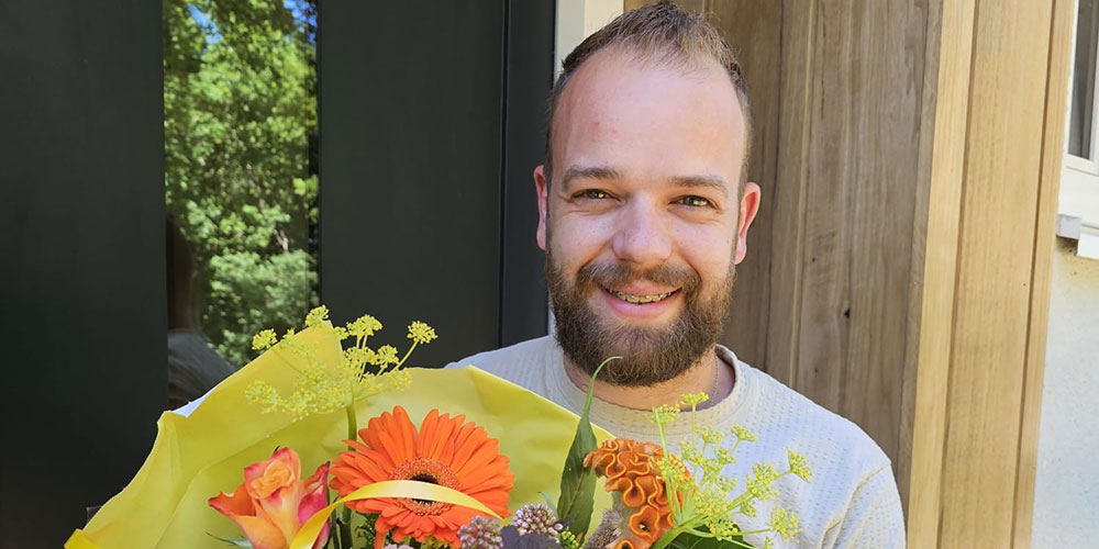 Weekboeket voor Leen van Zomeren in Wilbertoord