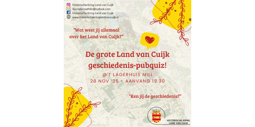Test je kennis over het Land van Cuijk tijdens een pubquiz in ’t Lagerhuis in Mill!