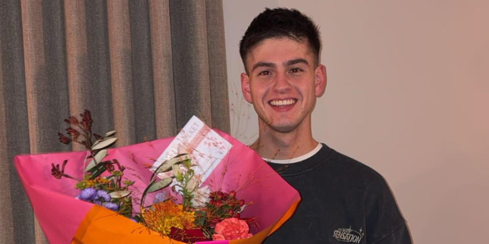 Weekboeket voor Teun Janssen in Sint Hubert