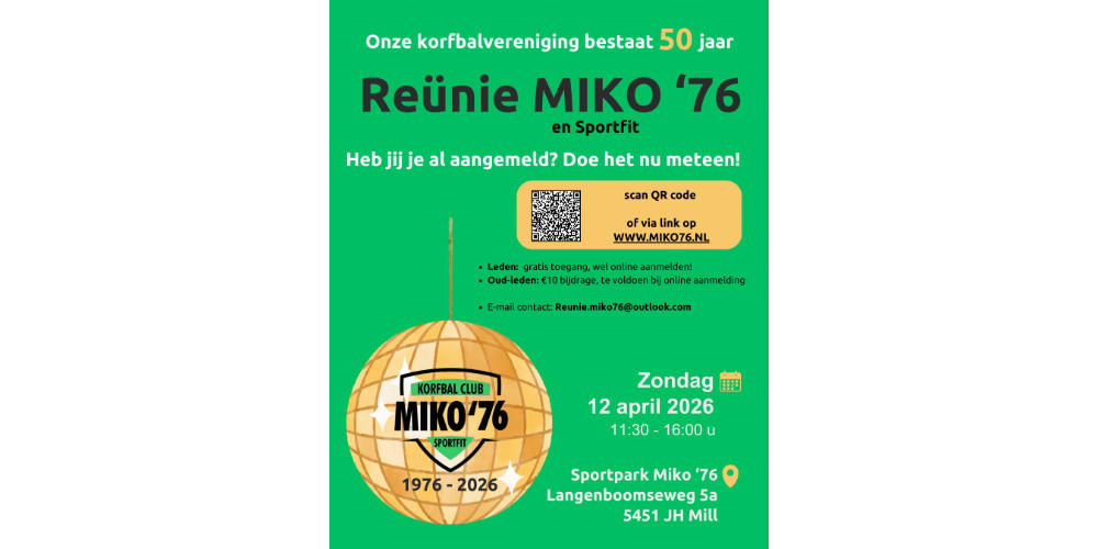 Reünie voor leden en oud-leden van MIKO ’76 en Sportfit