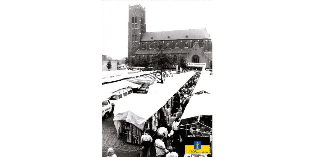 Mill van Toen: Jubileum weekmarkt in 1986 in Mill