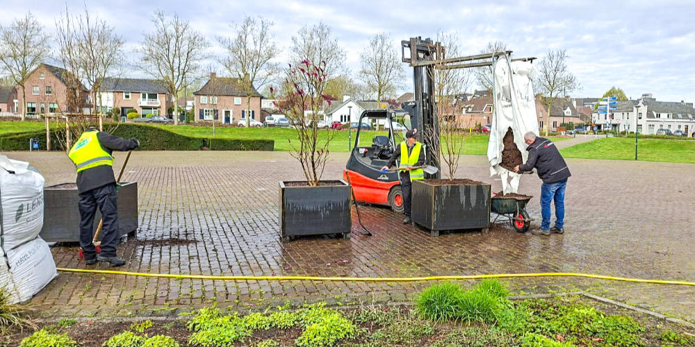Groener middenplein in Aldendrielpark dankzij verplaatsbare plantenbakken
